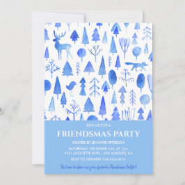 Friendsmas-uitnodigingen Mooie waterverftekeningen Kaart