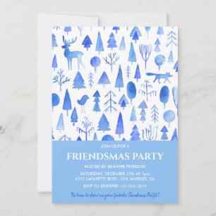 Friendsmas-uitnodigingen Mooie waterverftekeningen Kaart
