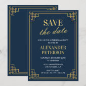 Friendsmas uitnodigingen Save the date Navy (Voorkant / Achterkant)