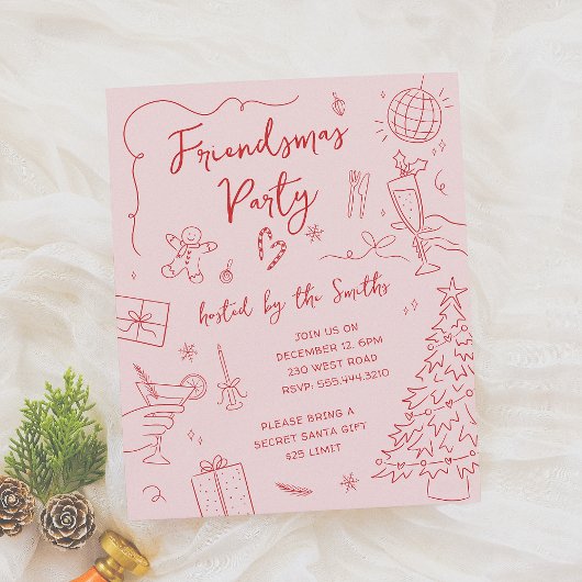 Friendsmas Whimsical Doodle Christmas Party Budget