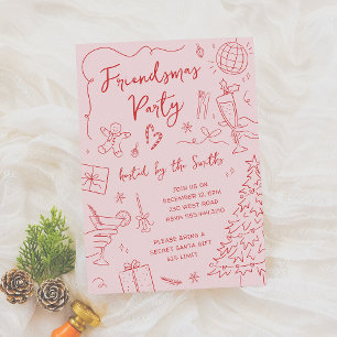 Friendsmas Whimsical Doodle Kerstfeest Kaart