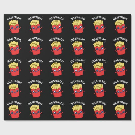 Fries Before Guys Funny Fries Pun Dark BG Cadeaupapier (Vlak)