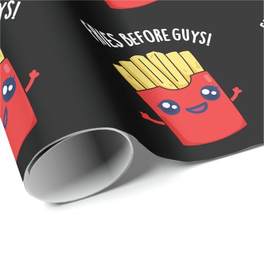 Fries Before Guys Funny Fries Pun Dark BG Cadeaupapier (Rol Hoek)