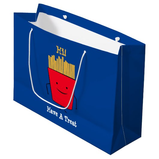Fries Cartoon Gift Bag Groot Cadeauzakje (Voorkant Gekanteld)