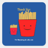 Fries Cartoon Vierkante Sticker (Voorkant)
