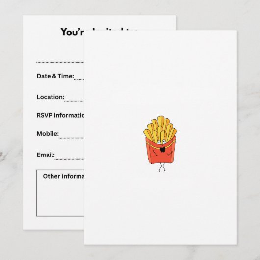 Fries, chips, hot chips thema kaart (Voorkant / Achterkant)