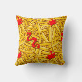 Fries en Cartoon Ketchup Fast Food Kussen (Achterkant)