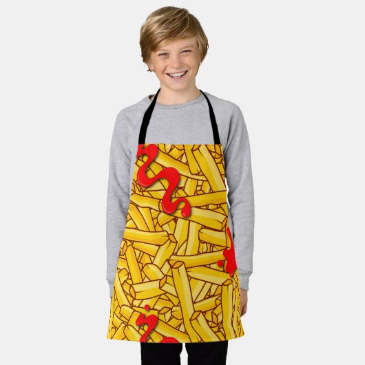 Fries en Ketchup Funny Cartoon Schort (Gedragen)