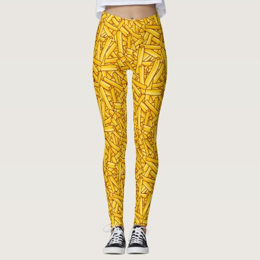 Fries Funny Cartoon Chips Patroon Leggings (Voorkant)