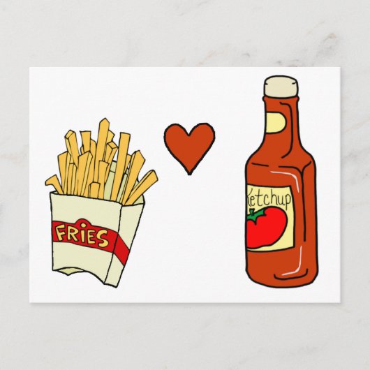 Fries Love Ketchup Briefkaart (Voorkant)