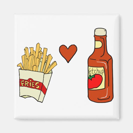 Fries Love Ketchup Magneet (Voorkant)