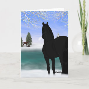 Fries paard in de winter feestdagen kaart