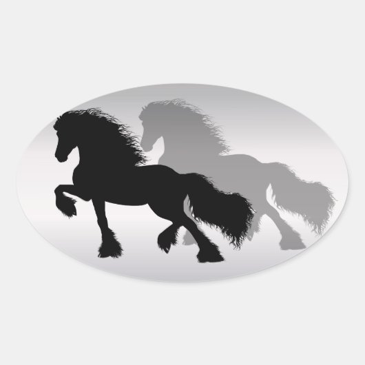 Fries Paard Ovale Sticker (Voorkant)