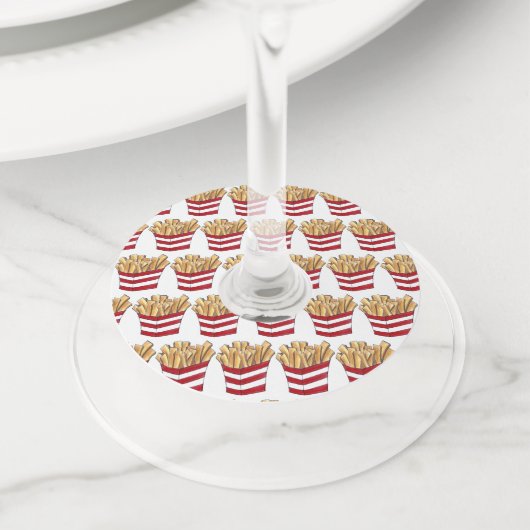 Fries Small Fry Chips Fast Food Foodie Wijnglaslabel (Dichtbij)