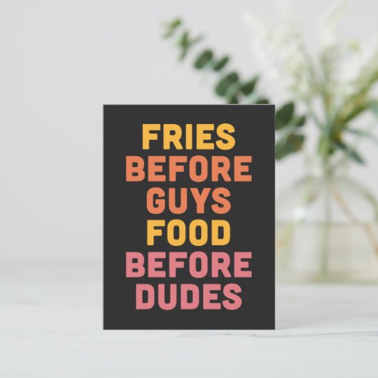 Fries voor jongens Funny Quote Briefkaart (Staand voorkant)