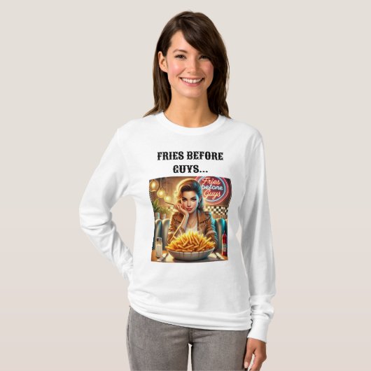 Fries voor jongens grappig T-shirt ontwerp. (Voorkant volledig)