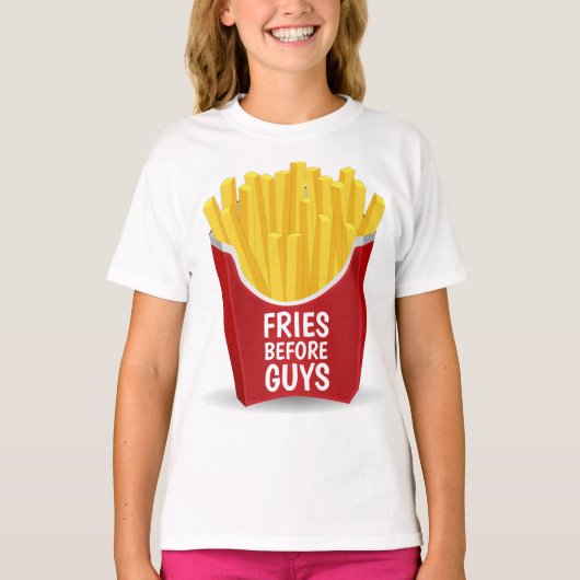 FRIES VOOR JONGENS Grappige meisjes T-shirts (Voorkant)