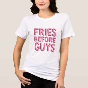 Fries voor jongens in faux borduurwerk Tri-Blend shirt