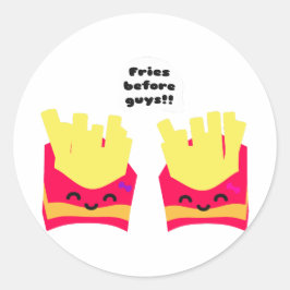 Fries voor jongens! ronde sticker