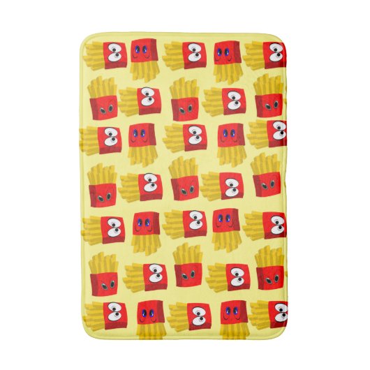 Fries Yellow Bathroom Bath Mat (Voorkant Verticaal)