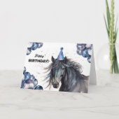 Friese Black Horse Balloons Party Pet Verjaardag Kaart (Voorkant)