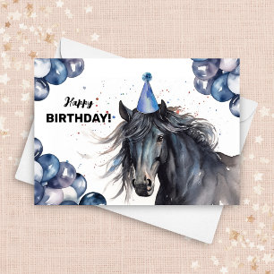 Friese Black Horse Balloons Party Pet Verjaardag Kaart