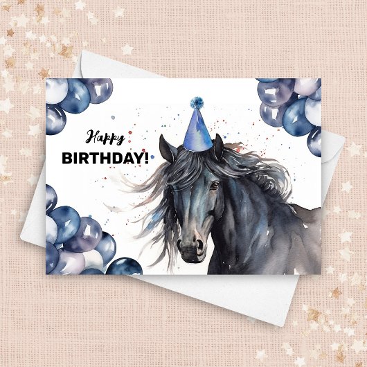 Friese Black Horse Balloons Party Pet Verjaardag Kaart