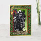 Friese Dressuurpaard Blank Kerst Kaart (Voorkant)