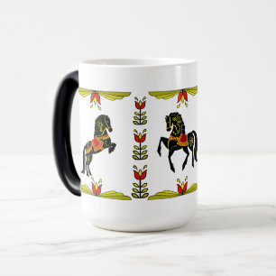 Friese/Friese Folk zwarte hengst, goud/rood Magische Mok