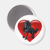 Friese hengst paard rood hart liefde magneet (Voorkant / Achterkant)