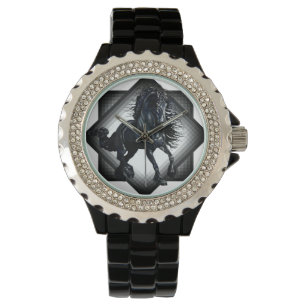 Friese hengst zwart beauty paard horloge