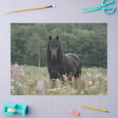 Friese Paard in een Wildflower Field Decoupage Tissuepapier (Craft)