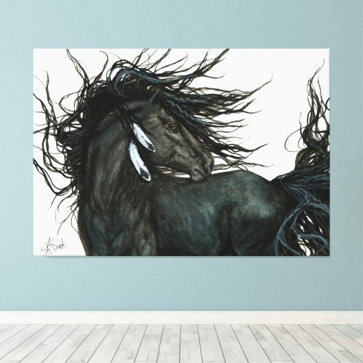 Friese Paard van Bihrle Canvas Afdruk (Insitu (Houten vloer))