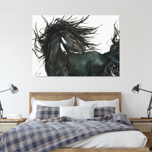 Friese Paard van Bihrle Canvas Afdruk (Insitu (Slaapkamer))