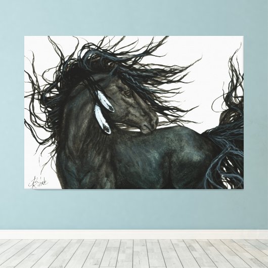 Friese Paard van Bihrle Canvas Afdruk (Insitu (Houten vloer))