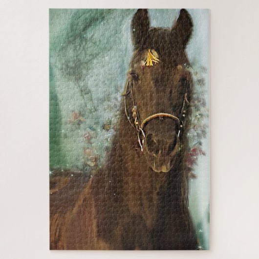 Friese Paard Zwart Paard - Puzzel (Verticaal)