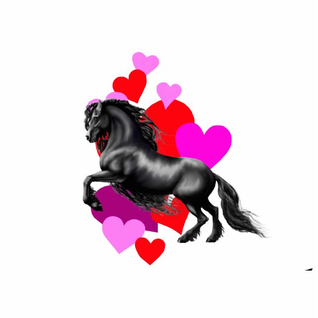 Friese paard, zwarte hengst fotobeeldje magneet (Voorkant)