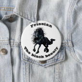 Friese paard, zwarte schoonheidshengst ronde button 4,0 cm (In situ)
