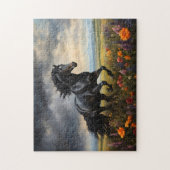 Friese paarden galopperen wilde bloemen legpuzzel (Verticaal)