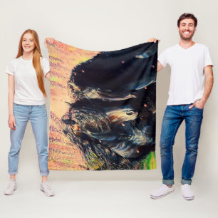 Friese paarden, zwarte hengst/merrie, Wisteria Fleece Deken