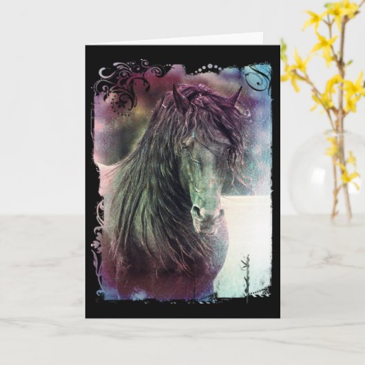 Friese Stalhond Grunge Verjaardag Kaart (Gele Bloem)