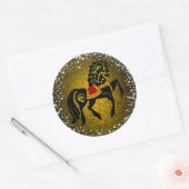 Friese Volk zwarte hengst/schoonheid, sneeuw, goud Ronde Sticker (Envelop)