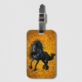 Friese, zwarte hengst, Fries paard/0 Bagagelabel (Voorkant (verticaal))