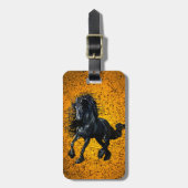 Friese, zwarte hengst, Fries paard/6  Bagagelabel (Voorkant verticaal)