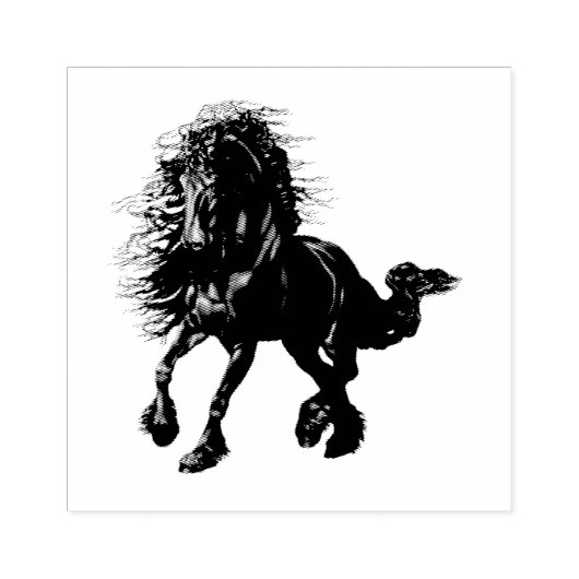 Friese, zwarte hengst, ik hou van mijn Friese Rubberstempel (Afrduk)