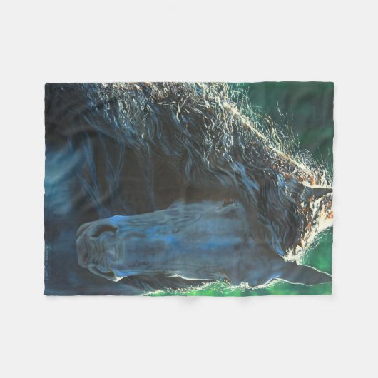 Friese zwarte schoonheid paard hengst fleece deken (Voorkant (Horizontaal))