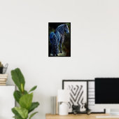 Friesiaanse hengst in spotlight, schilderij poster (Thuiskantoor)