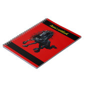 Friesiaanse hengst, zwart schoonheidspaard, rood/n notitieboek (Linkerzijde)