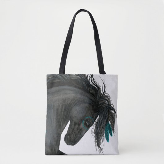 Friesian Black Horse Bag van Bihrle Tote Bag (Voorkant)