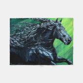 Friesian, De zwarte schoonheid hengst, hardlopen Fleece Deken (Voorkant (Horizontaal))